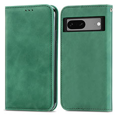 Coque Portefeuille Livre Cuir Etui Clapet S04D pour Google Pixel 7a 5G Vert