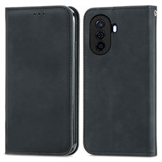 Coque Portefeuille Livre Cuir Etui Clapet S04D pour Huawei Enjoy 50 Noir