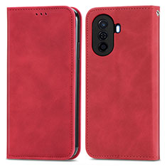 Coque Portefeuille Livre Cuir Etui Clapet S04D pour Huawei Enjoy 50 Rouge