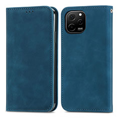 Coque Portefeuille Livre Cuir Etui Clapet S04D pour Huawei Enjoy 50z Bleu