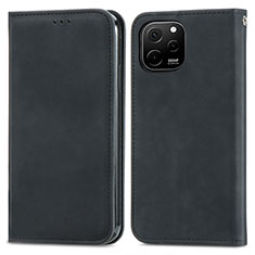 Coque Portefeuille Livre Cuir Etui Clapet S04D pour Huawei Enjoy 50z Noir