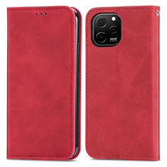 Coque Portefeuille Livre Cuir Etui Clapet S04D pour Huawei Enjoy 50z Rouge