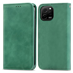 Coque Portefeuille Livre Cuir Etui Clapet S04D pour Huawei Enjoy 50z Vert