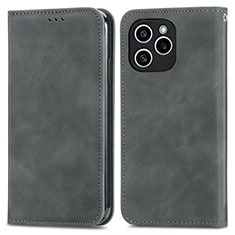 Coque Portefeuille Livre Cuir Etui Clapet S04D pour Huawei Honor 60 SE 5G Gris