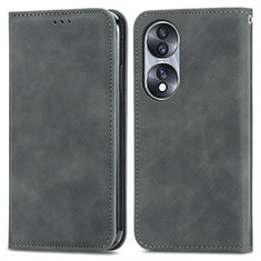 Coque Portefeuille Livre Cuir Etui Clapet S04D pour Huawei Honor 70 5G Gris