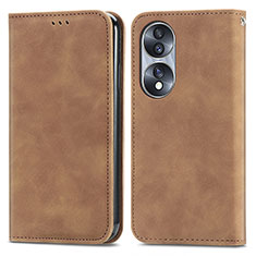 Coque Portefeuille Livre Cuir Etui Clapet S04D pour Huawei Honor 70 5G Marron