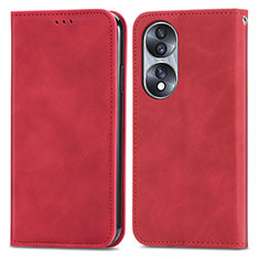 Coque Portefeuille Livre Cuir Etui Clapet S04D pour Huawei Honor 70 5G Rouge