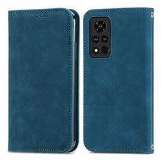 Coque Portefeuille Livre Cuir Etui Clapet S04D pour Huawei Honor V40 5G Bleu