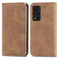 Coque Portefeuille Livre Cuir Etui Clapet S04D pour Huawei Honor V40 5G Marron