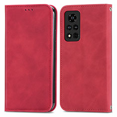 Coque Portefeuille Livre Cuir Etui Clapet S04D pour Huawei Honor V40 5G Rouge