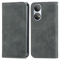 Coque Portefeuille Livre Cuir Etui Clapet S04D pour Huawei Honor X7 Gris