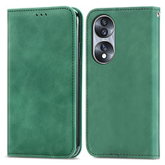 Coque Portefeuille Livre Cuir Etui Clapet S04D pour Huawei Honor X7b Vert