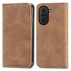 Coque Portefeuille Livre Cuir Etui Clapet S04D pour Huawei Nova 10 Marron