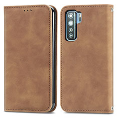 Coque Portefeuille Livre Cuir Etui Clapet S04D pour Huawei Nova 7 SE 5G Marron