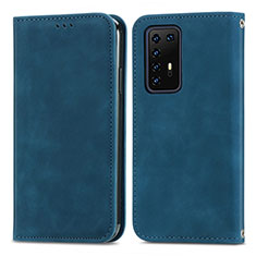 Coque Portefeuille Livre Cuir Etui Clapet S04D pour Huawei P40 Pro Bleu