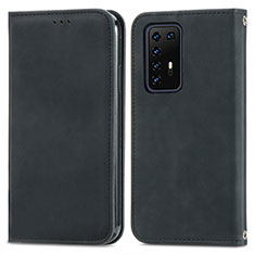 Coque Portefeuille Livre Cuir Etui Clapet S04D pour Huawei P40 Pro Noir