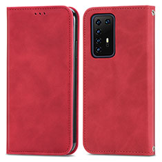 Coque Portefeuille Livre Cuir Etui Clapet S04D pour Huawei P40 Pro Rouge