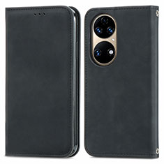 Coque Portefeuille Livre Cuir Etui Clapet S04D pour Huawei P50 Noir