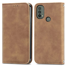 Coque Portefeuille Livre Cuir Etui Clapet S04D pour Motorola Moto E20 Marron