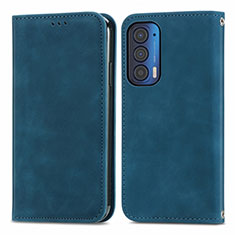 Coque Portefeuille Livre Cuir Etui Clapet S04D pour Motorola Moto Edge (2021) 5G Bleu