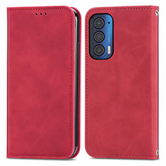 Coque Portefeuille Livre Cuir Etui Clapet S04D pour Motorola Moto Edge (2021) 5G Rouge