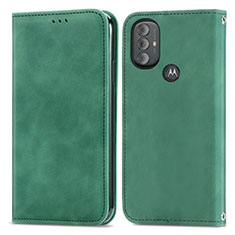 Coque Portefeuille Livre Cuir Etui Clapet S04D pour Motorola Moto G Play Gen 2 Vert