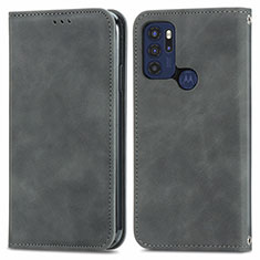 Coque Portefeuille Livre Cuir Etui Clapet S04D pour Motorola Moto G60s Gris