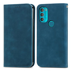 Coque Portefeuille Livre Cuir Etui Clapet S04D pour Motorola Moto G71 5G Bleu