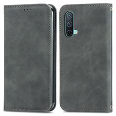 Coque Portefeuille Livre Cuir Etui Clapet S04D pour OnePlus Nord CE 5G Gris