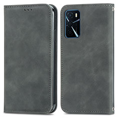 Coque Portefeuille Livre Cuir Etui Clapet S04D pour Oppo A16 Gris