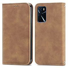 Coque Portefeuille Livre Cuir Etui Clapet S04D pour Oppo A16 Marron