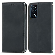 Coque Portefeuille Livre Cuir Etui Clapet S04D pour Oppo A16 Noir