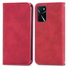 Coque Portefeuille Livre Cuir Etui Clapet S04D pour Oppo A16 Rouge