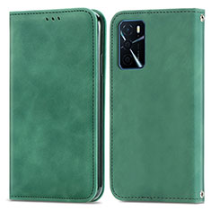 Coque Portefeuille Livre Cuir Etui Clapet S04D pour Oppo A16 Vert