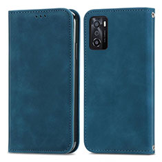 Coque Portefeuille Livre Cuir Etui Clapet S04D pour Oppo A55S 5G Bleu