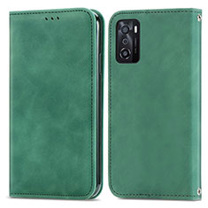 Coque Portefeuille Livre Cuir Etui Clapet S04D pour Oppo A55S 5G Vert