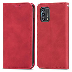 Coque Portefeuille Livre Cuir Etui Clapet S04D pour Oppo F19 Rouge