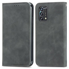 Coque Portefeuille Livre Cuir Etui Clapet S04D pour Oppo F19s Gris