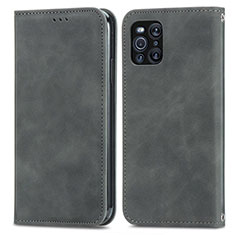 Coque Portefeuille Livre Cuir Etui Clapet S04D pour Oppo Find X3 Pro 5G Gris