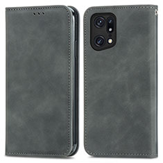 Coque Portefeuille Livre Cuir Etui Clapet S04D pour Oppo Find X5 5G Gris