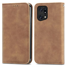 Coque Portefeuille Livre Cuir Etui Clapet S04D pour Oppo Find X5 5G Marron