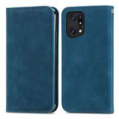 Coque Portefeuille Livre Cuir Etui Clapet S04D pour Oppo Find X5 Pro 5G Bleu