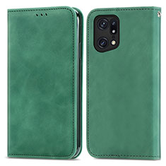 Coque Portefeuille Livre Cuir Etui Clapet S04D pour Oppo Find X5 Pro 5G Vert