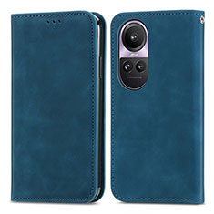 Coque Portefeuille Livre Cuir Etui Clapet S04D pour Oppo Reno10 5G Bleu