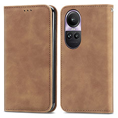 Coque Portefeuille Livre Cuir Etui Clapet S04D pour Oppo Reno10 5G Marron