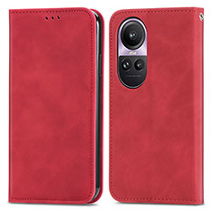 Coque Portefeuille Livre Cuir Etui Clapet S04D pour Oppo Reno10 5G Rouge