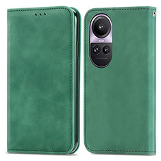 Coque Portefeuille Livre Cuir Etui Clapet S04D pour Oppo Reno10 Pro 5G Vert