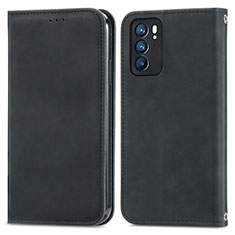 Coque Portefeuille Livre Cuir Etui Clapet S04D pour Oppo Reno6 5G Noir