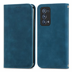 Coque Portefeuille Livre Cuir Etui Clapet S04D pour Oppo Reno6 Pro 5G Bleu