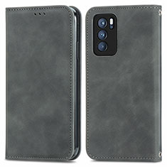 Coque Portefeuille Livre Cuir Etui Clapet S04D pour Oppo Reno6 Pro 5G India Gris